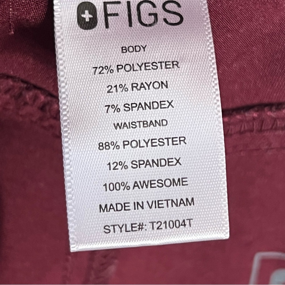 FIGS Kade Cargo Scrub Pants Women Anti-Wrinkle Medical Burgundy Size Large Tall - Picture 12 of 16